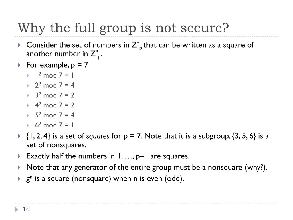 why the full group is not secure