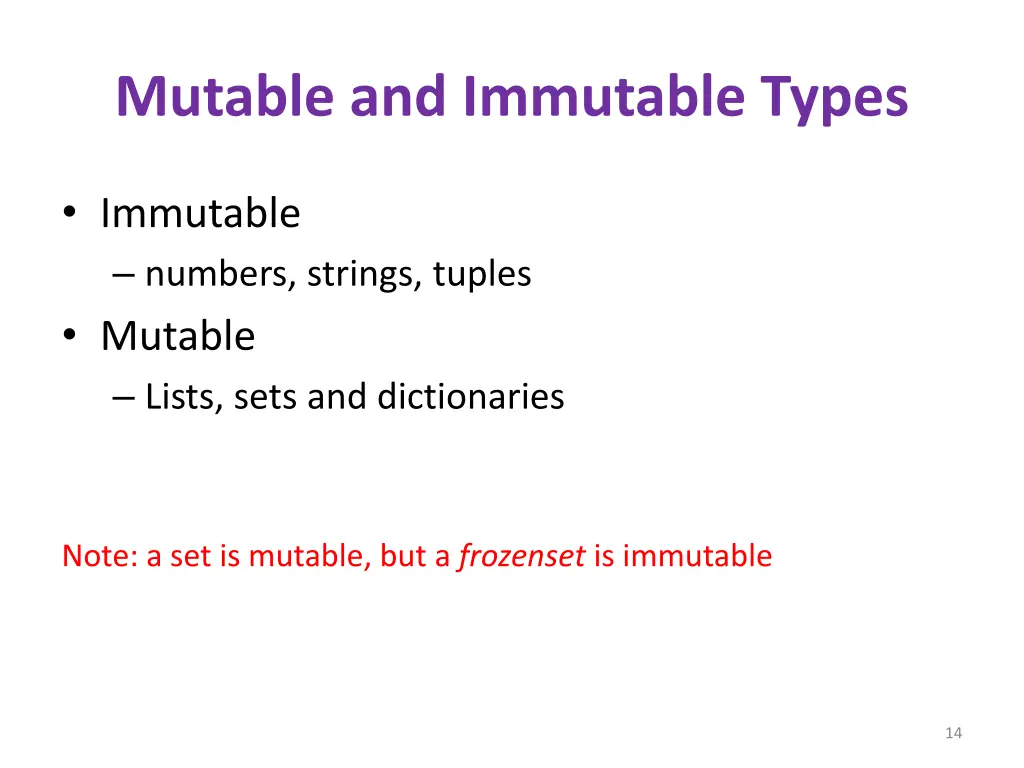 mutable and immutable types