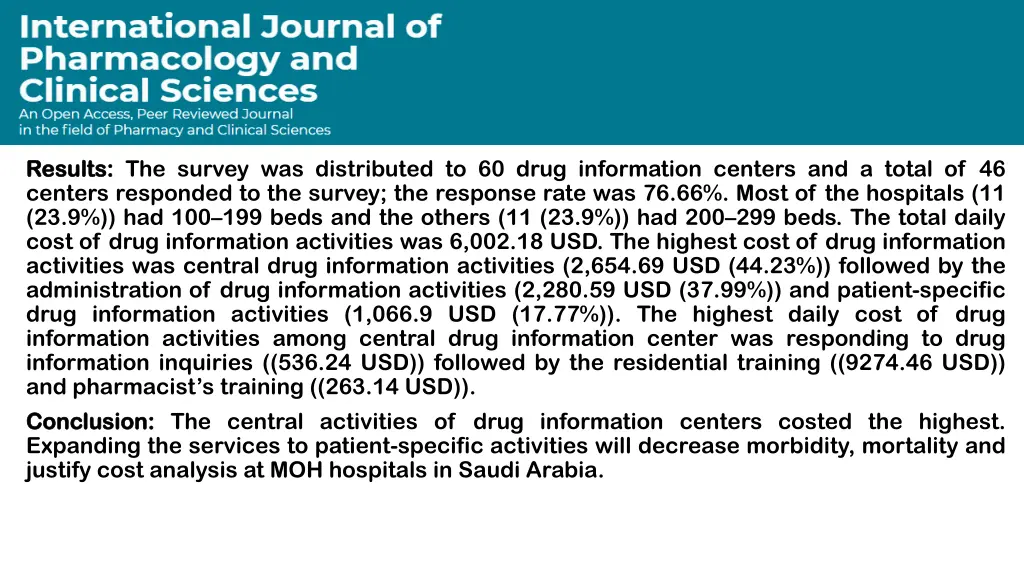 results results the survey was distributed