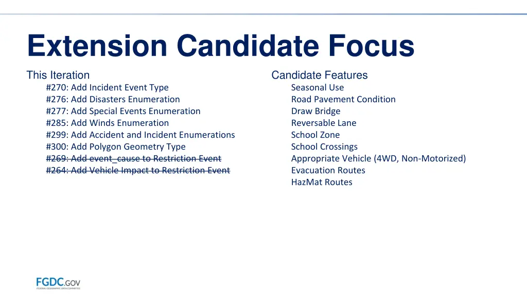 extension candidate focus this iteration
