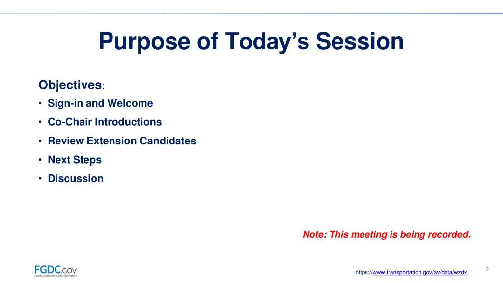 purpose of today s session