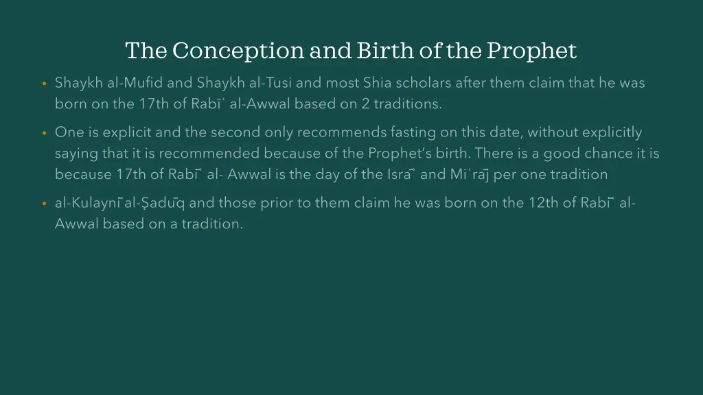 the conception and birth of the prophet 1