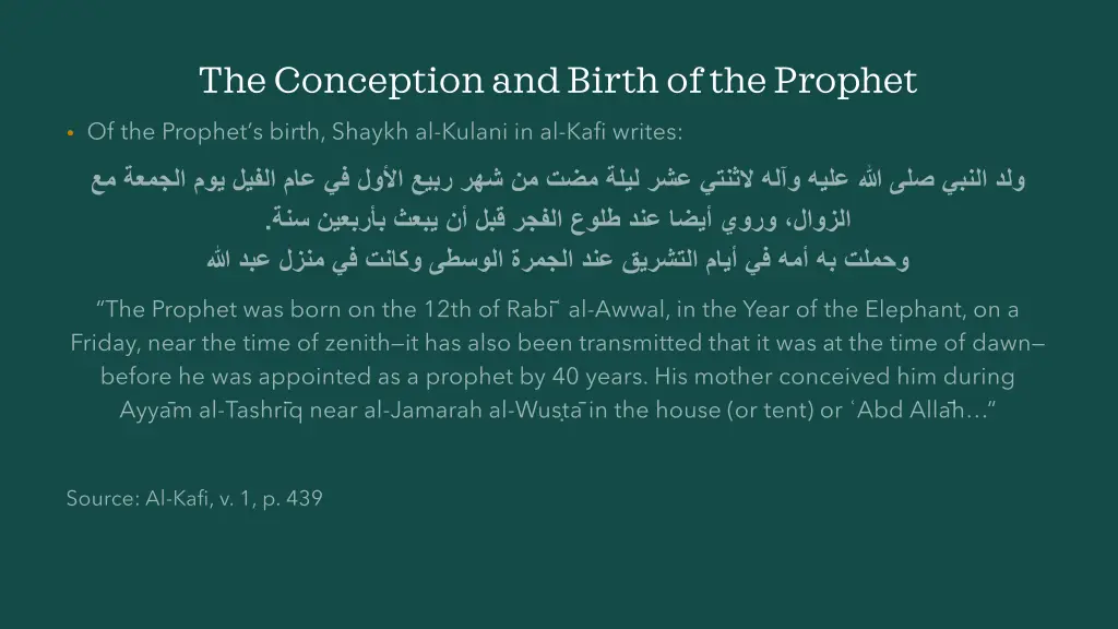 the conception and birth of the prophet