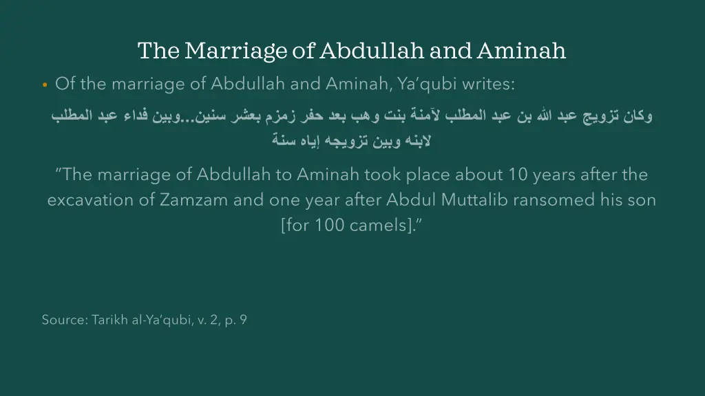 the marriage of abdullah and aminah