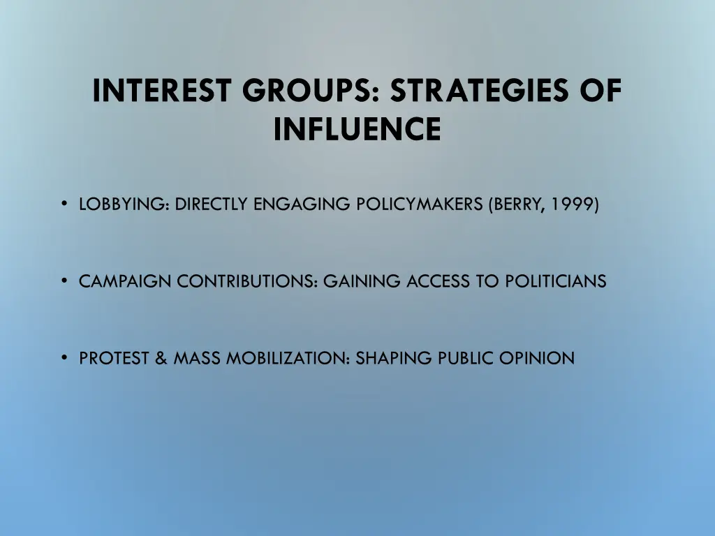 interest groups strategies of influence