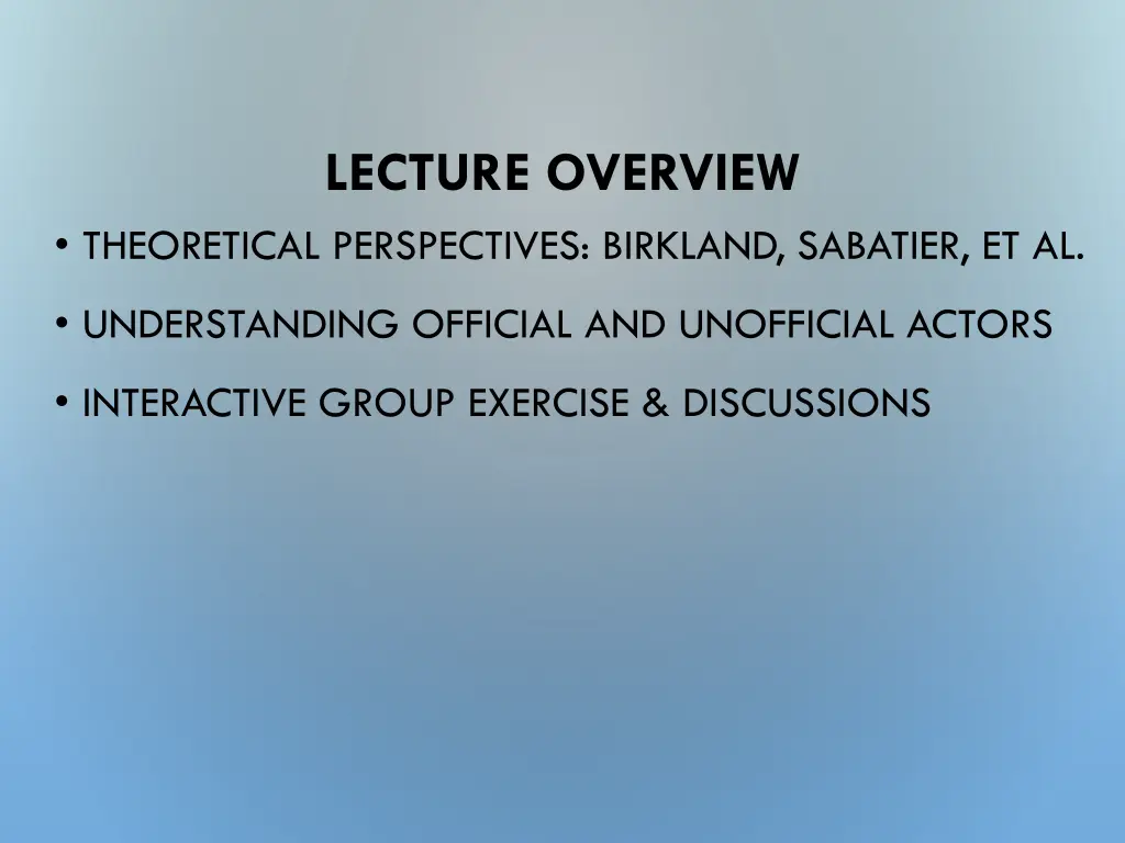 lecture overview