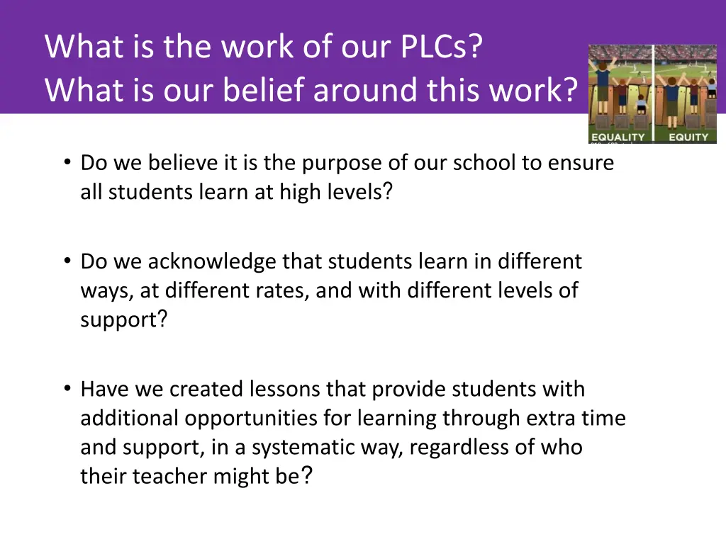 what is the work of our plcs what is our belief
