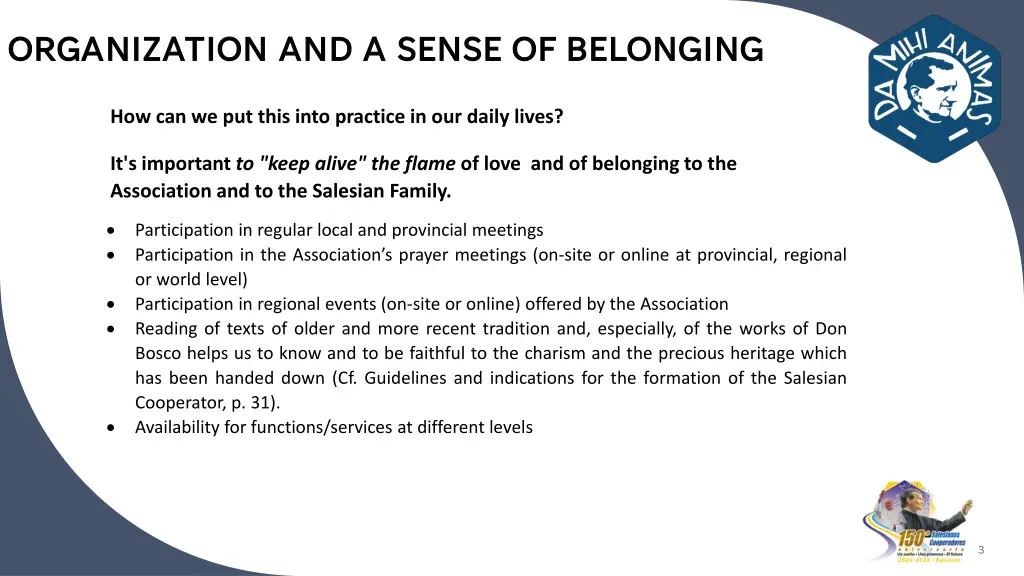 organization and a sense of belonging 10