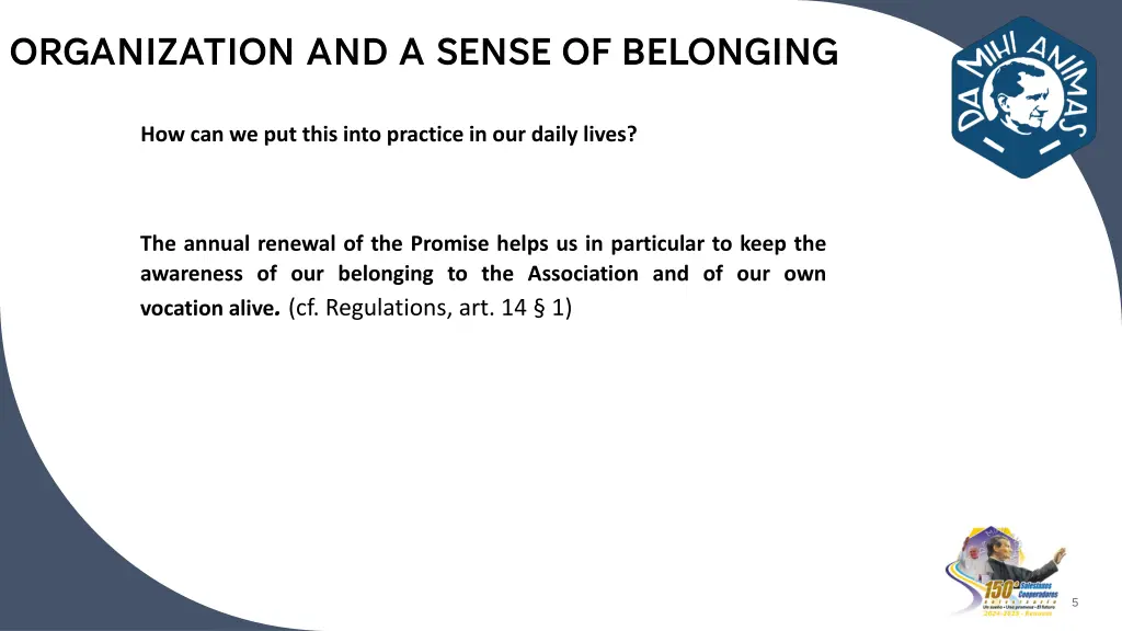 organization and a sense of belonging 12