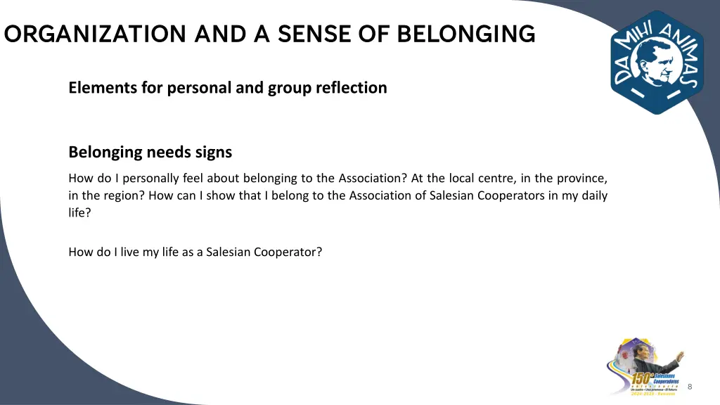 organization and a sense of belonging 15