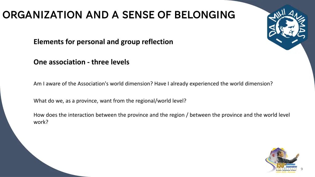 organization and a sense of belonging 16