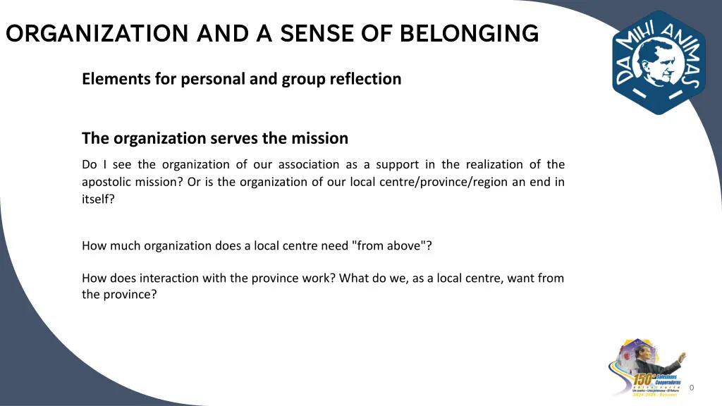 organization and a sense of belonging 17