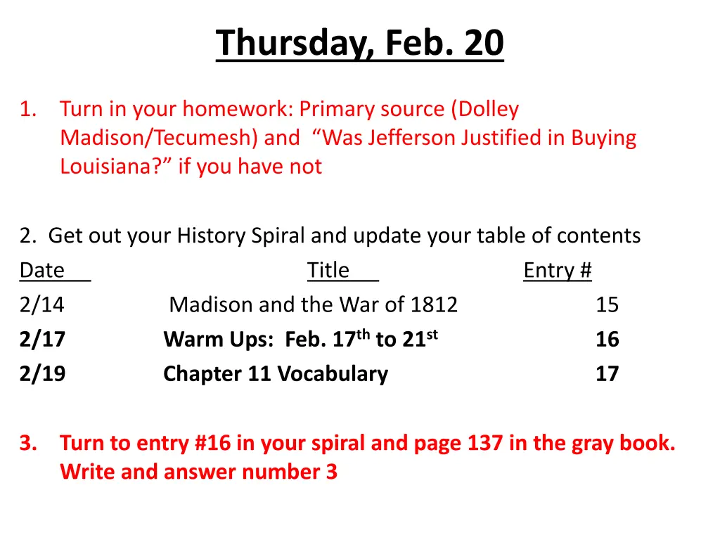 thursday feb 20