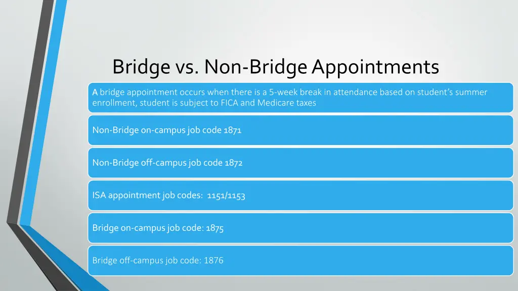 bridge vs non bridge appointments