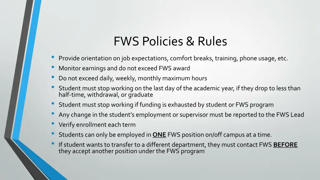fws policies rules