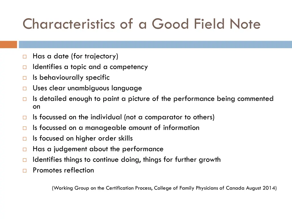 characteristics of a good field note