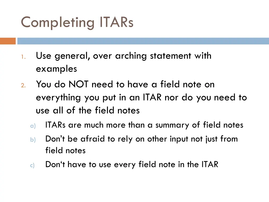 completing itars