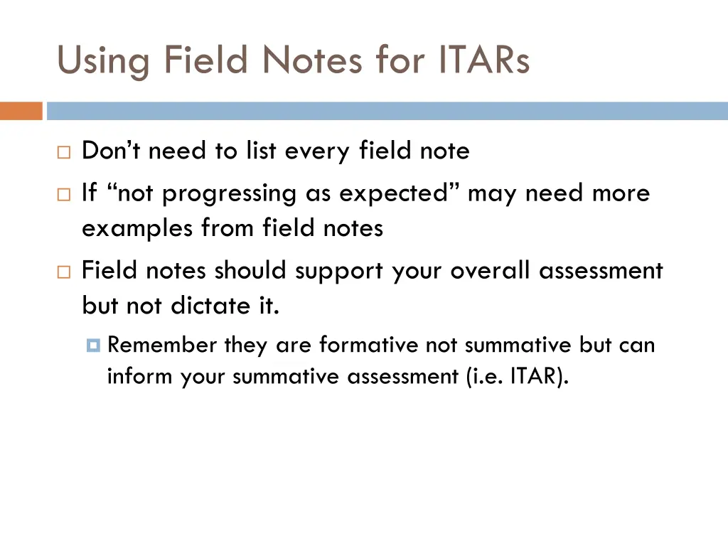 using field notes for itars