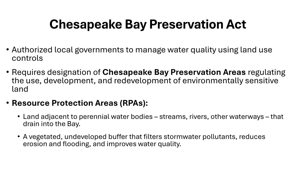 chesapeake bay preservation act