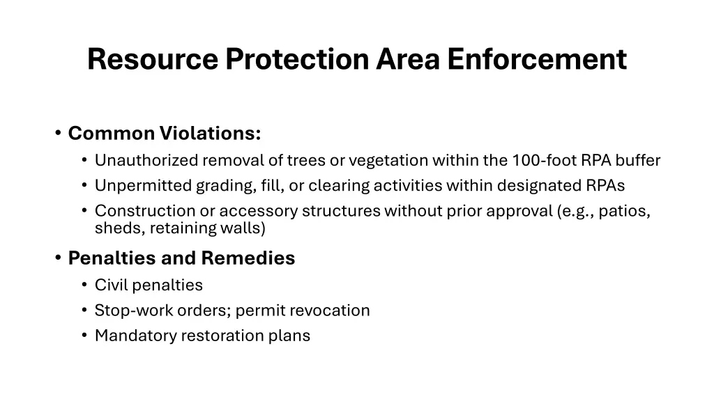 resource protection area enforcement