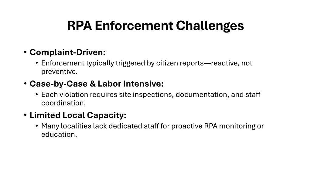 rpa enforcement challenges