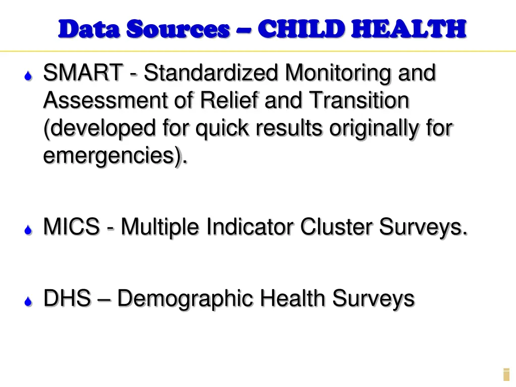 data sources data sources child health child