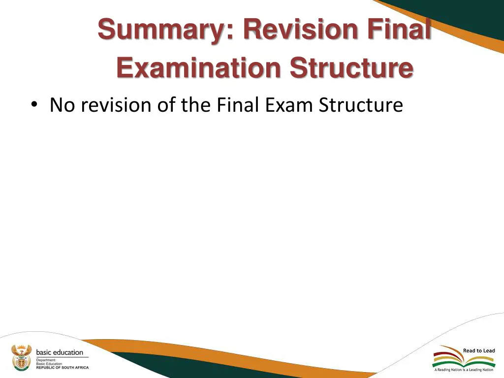summary revision final examination structure