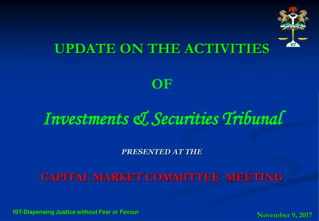 update on the activities