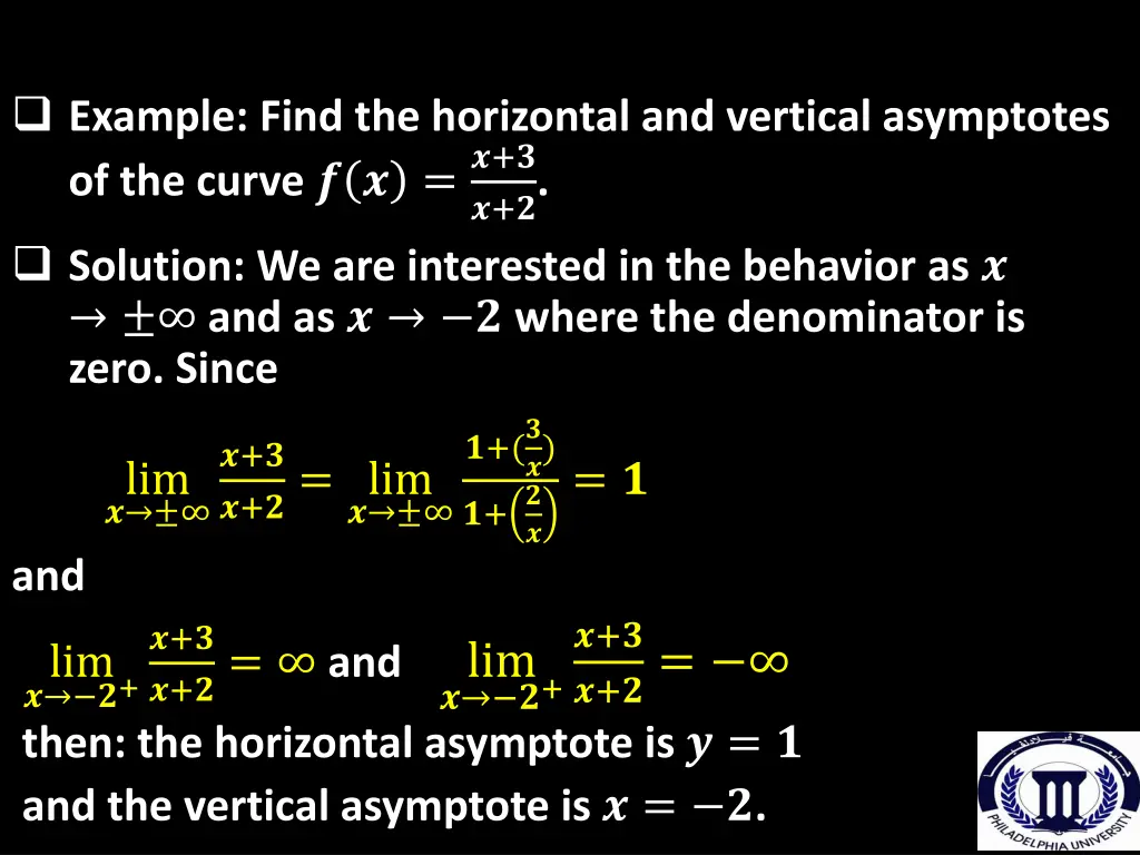 example find the horizontal and vertical