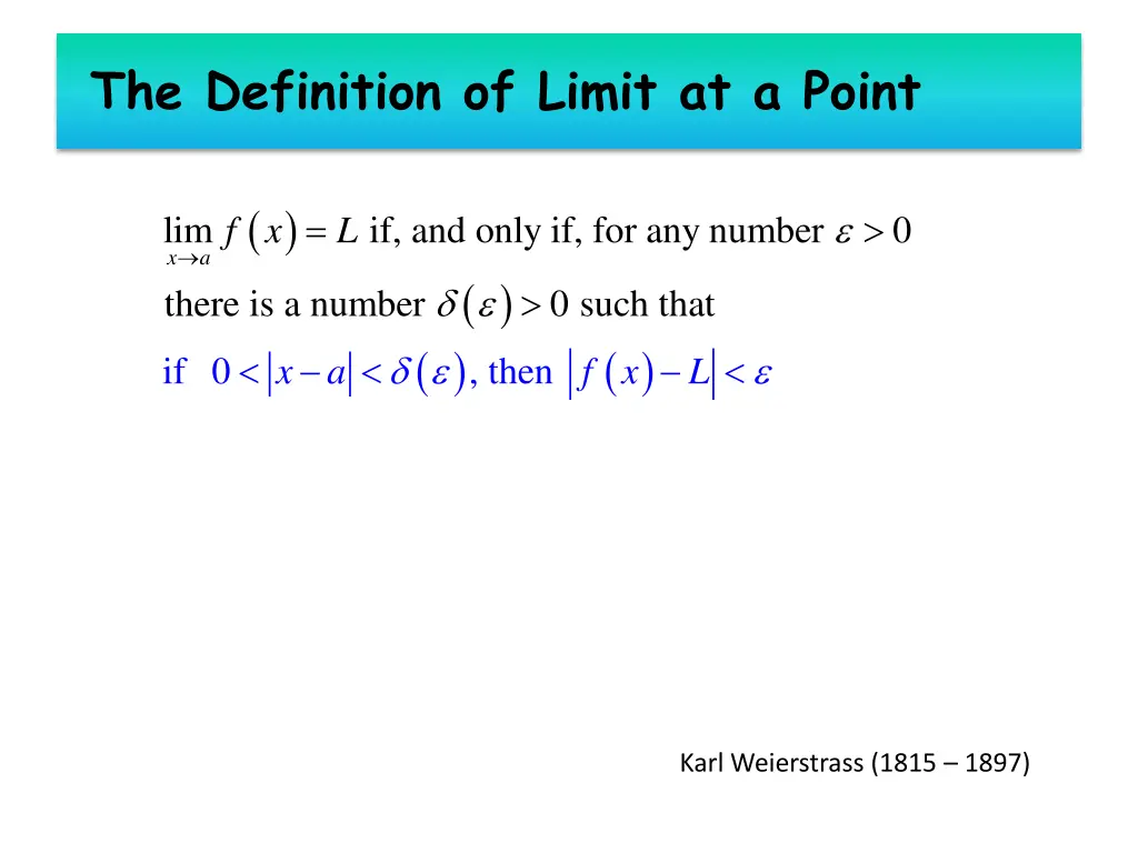 the definition of limit at a point 1