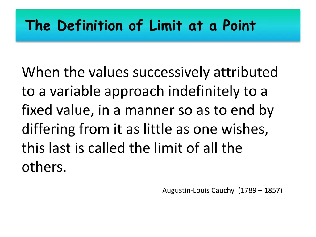 the definition of limit at a point