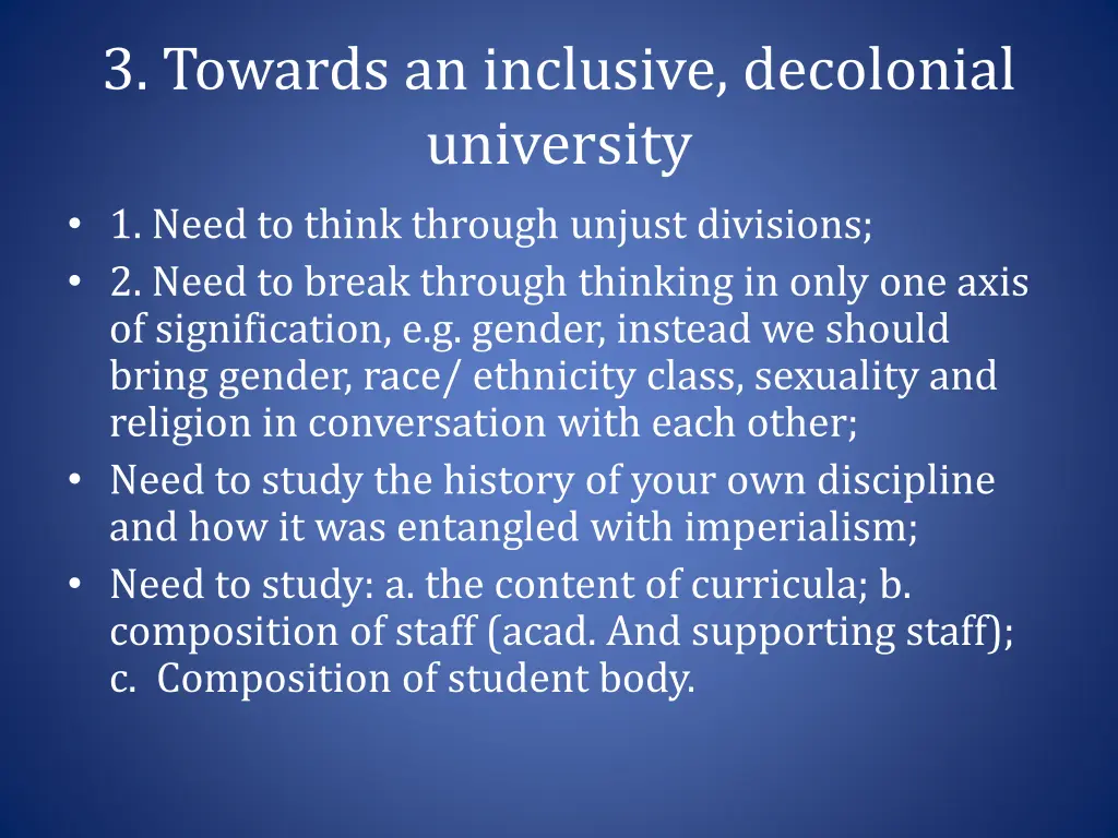 3 towards an inclusive decolonial university