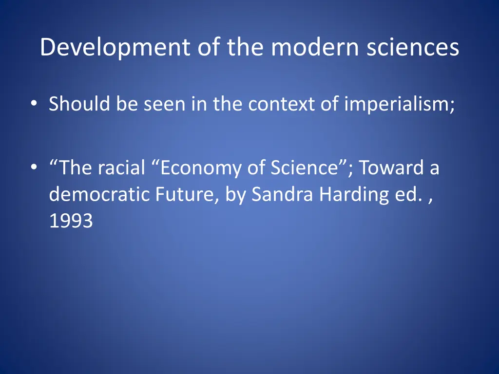 development of the modern sciences