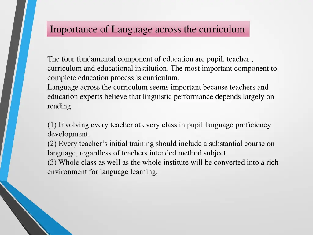 importance of language across the curriculum