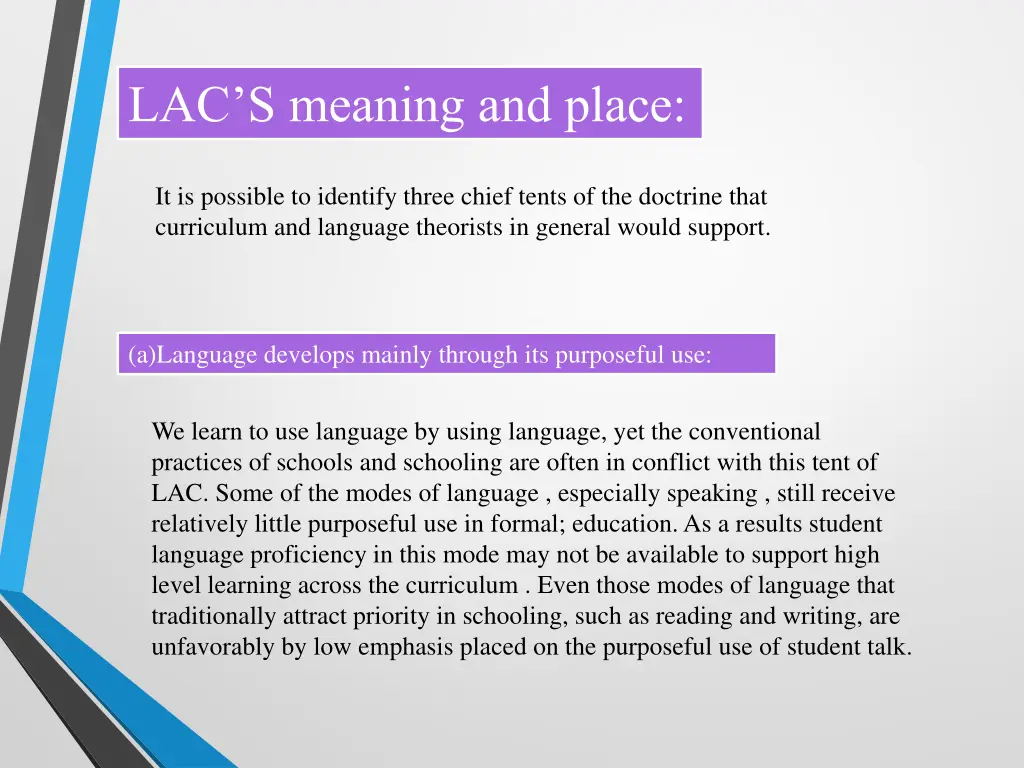 lac s meaning and place