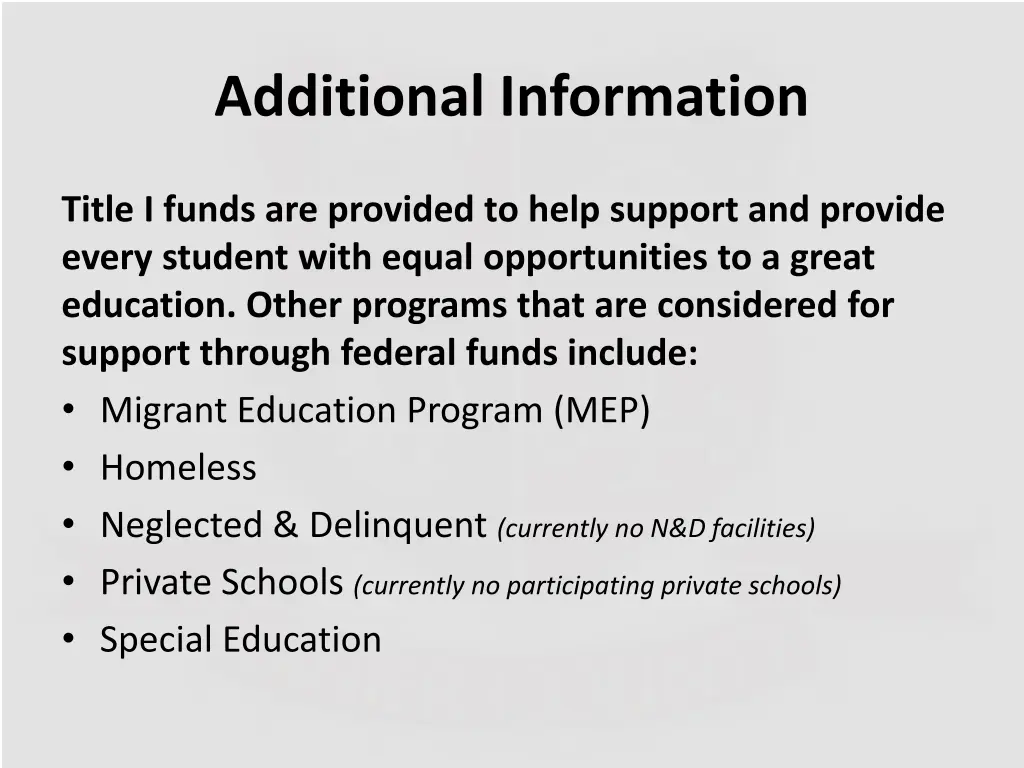 additional information
