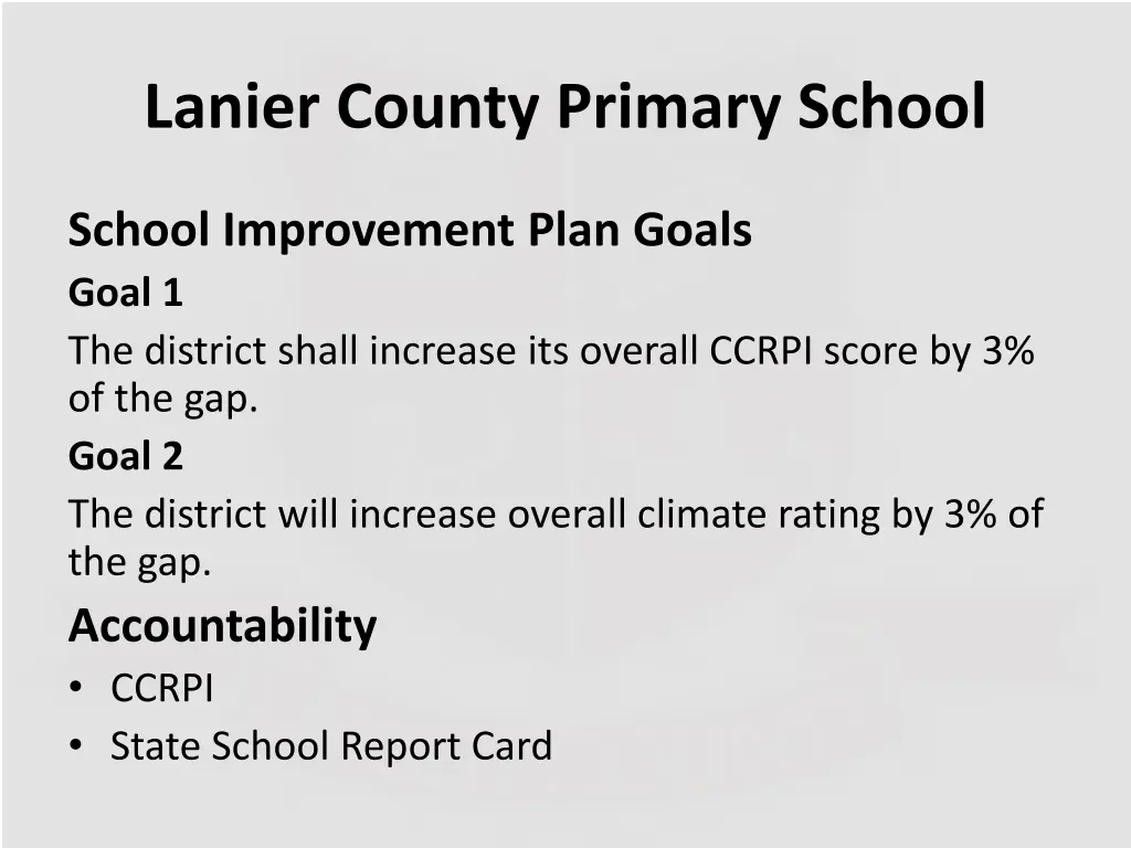 lanier county primary school