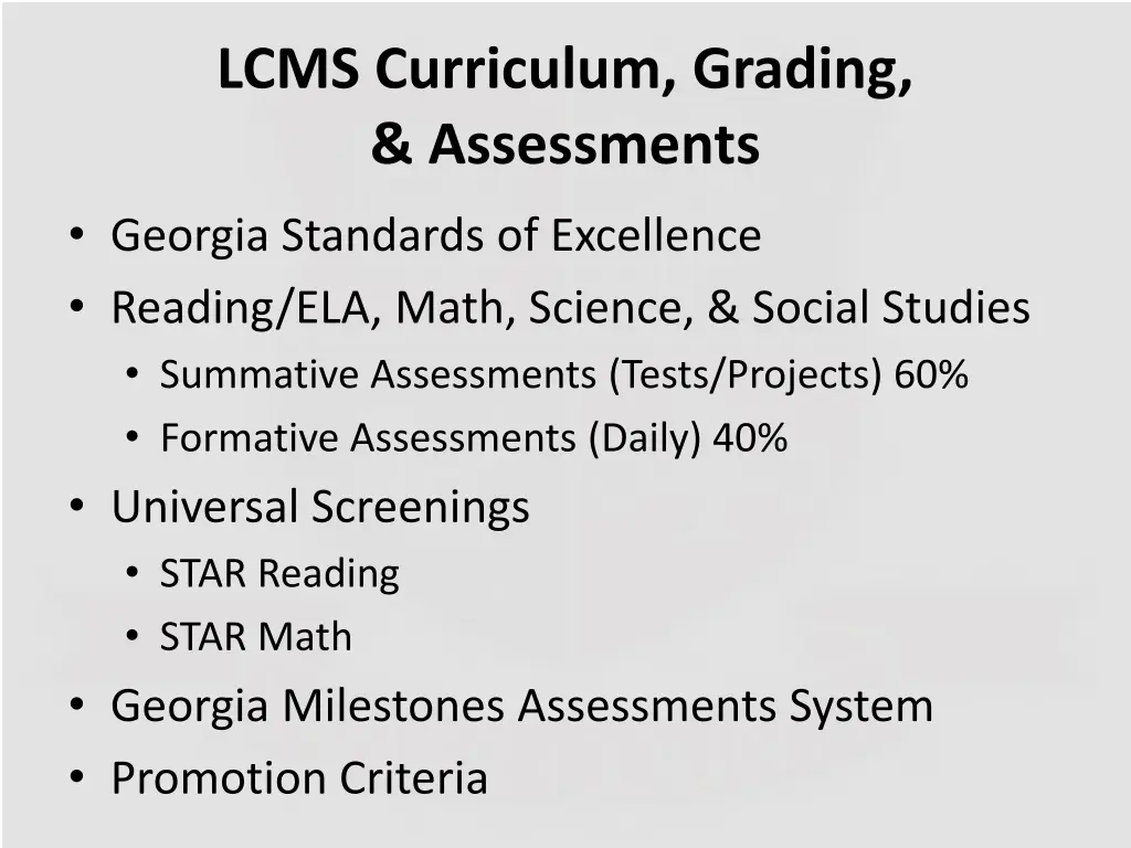 lcms curriculum grading assessments