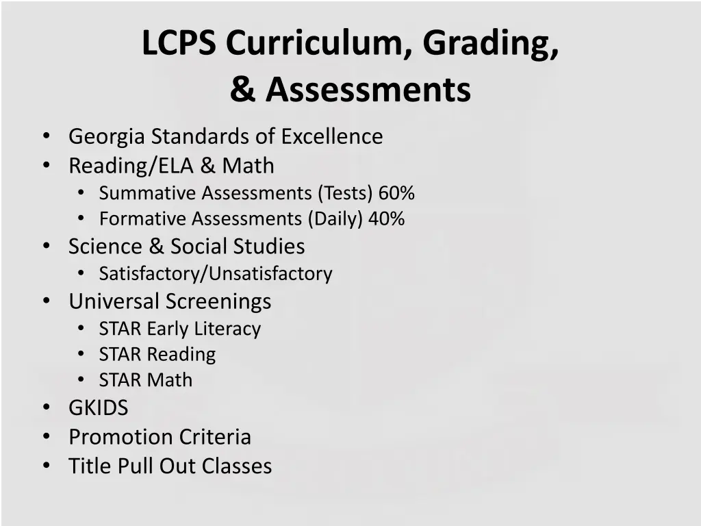 lcps curriculum grading assessments georgia