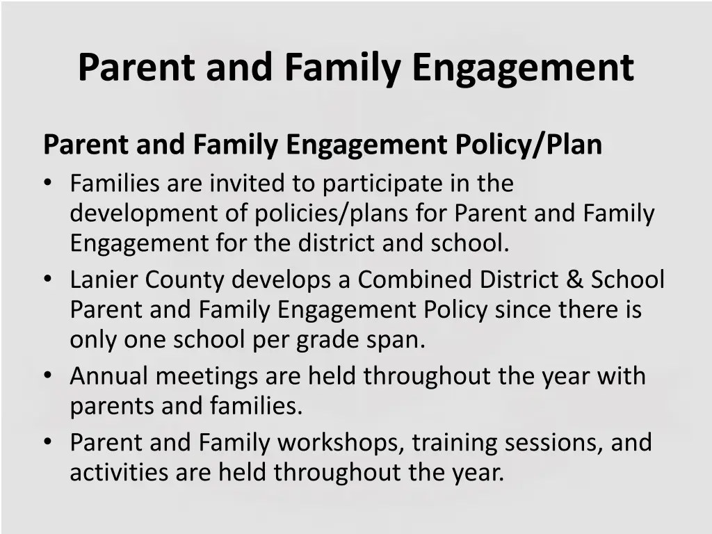 parent and family engagement