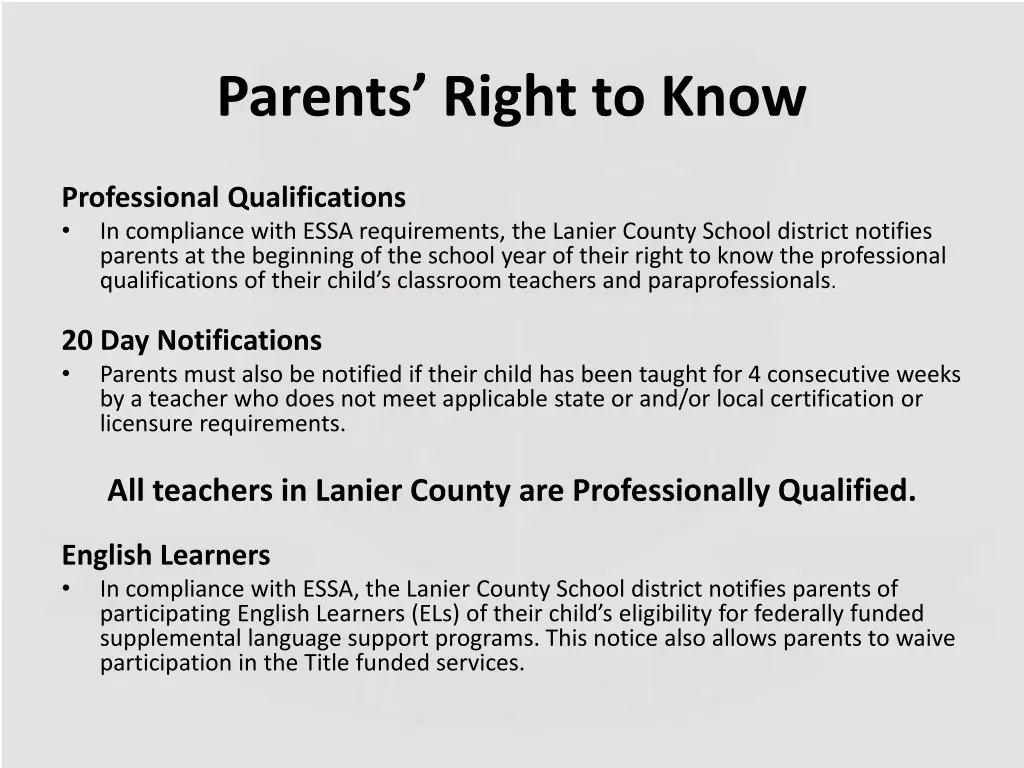 parents right to know