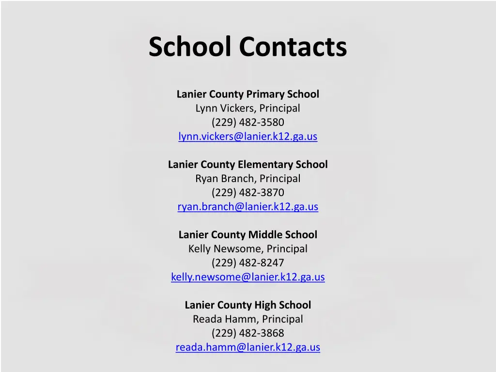 school contacts