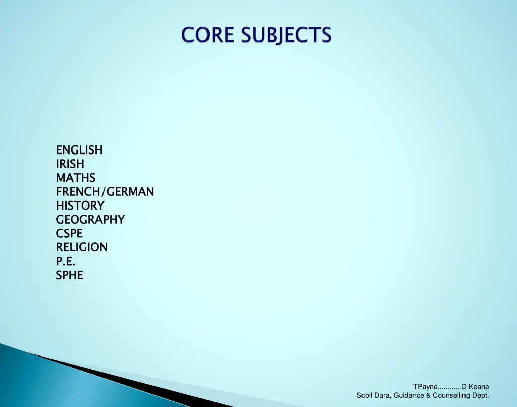 english irish maths french german history