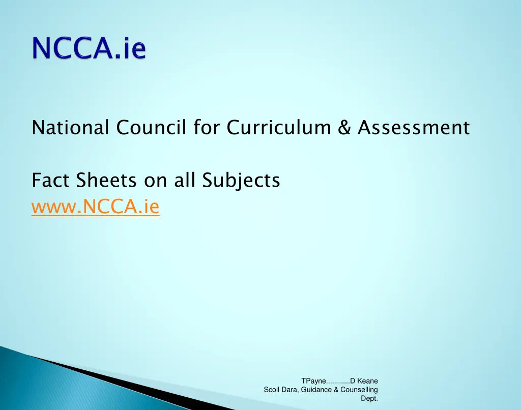 national council for curriculum assessment