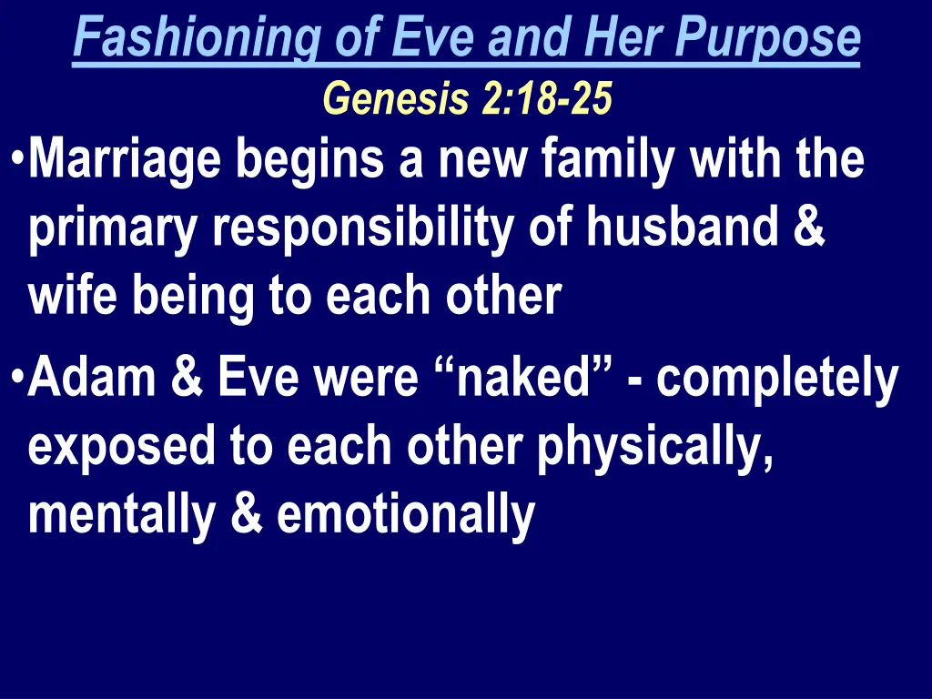 fashioning of eve and her purpose genesis 3