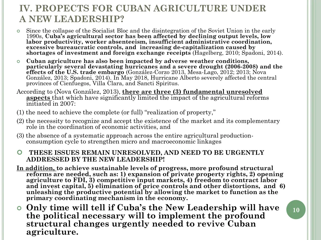 iv propects for cuban agriculture under