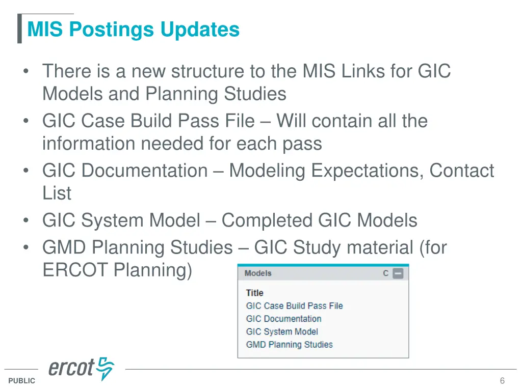 mis postings updates