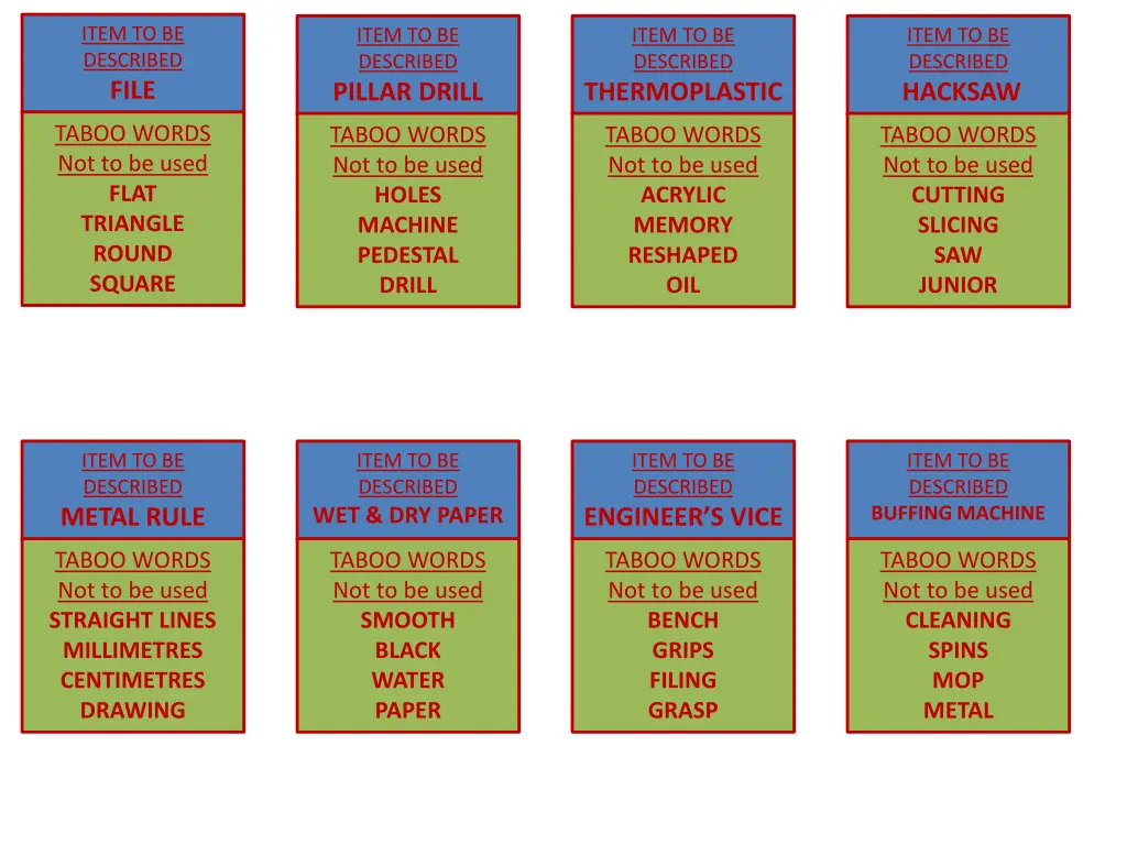item to be described file