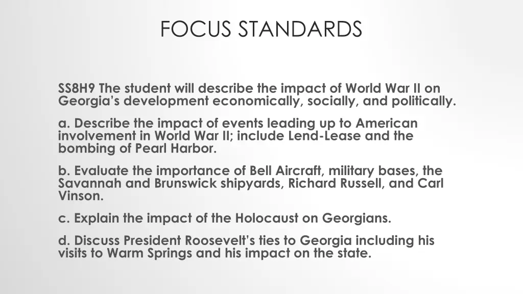 focus standards