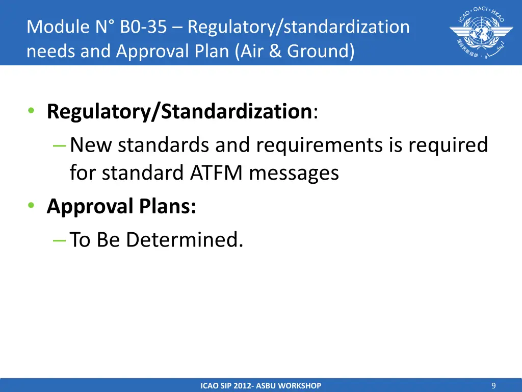 module n b0 35 regulatory standardization needs